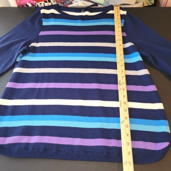 Talbots Striped Navy Purple Sweater XLP XL Petite - Picture 6 of 9